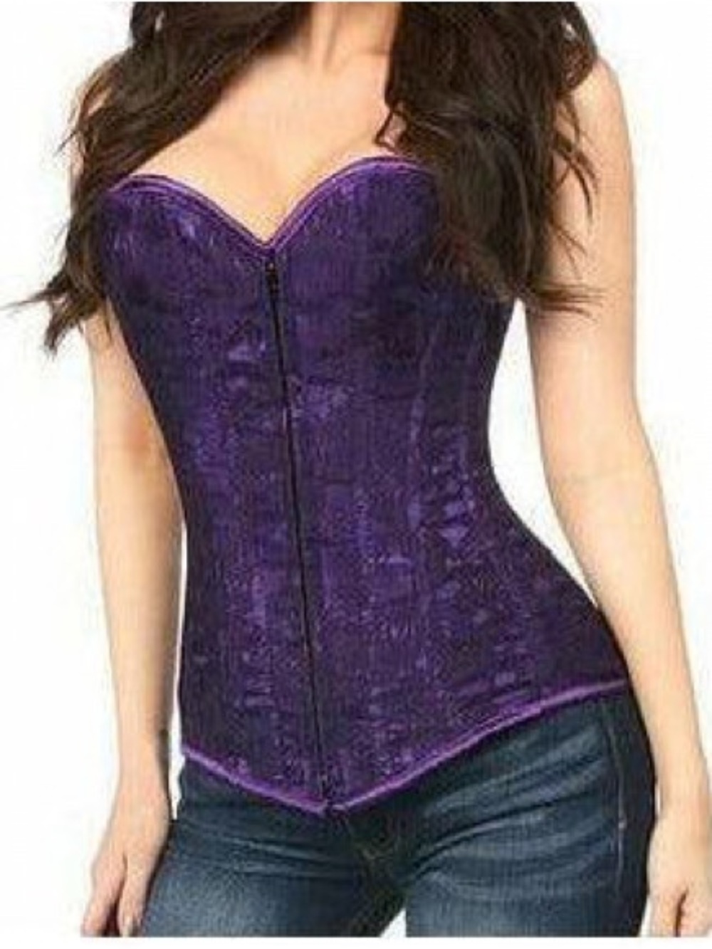 Daisy Corsets Lavish Dark Purple Lace Overbust Corset with Zipper